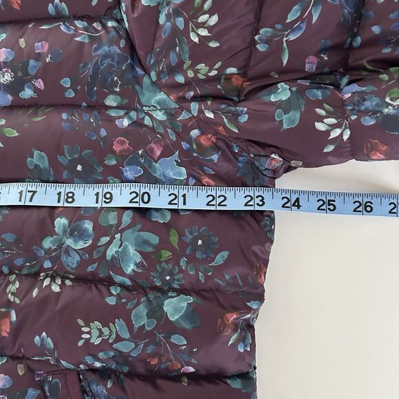 ILSE JACOBSEN Down Jacket Womens Sz 44 US 14 Floral Puffer Purple Lightweight - Picture 9 of 14